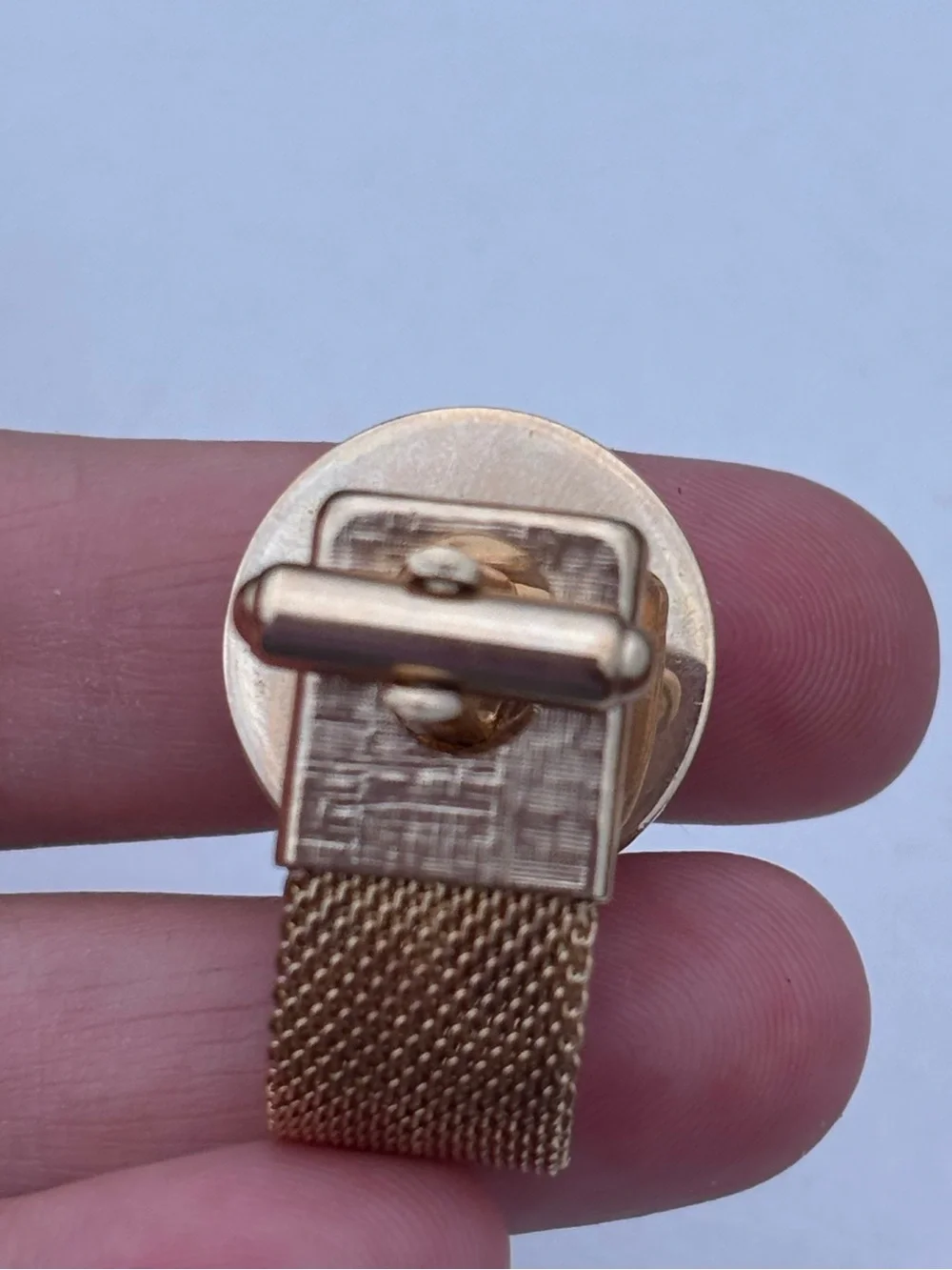 Vintage Gold Tone Mesh Wrap Cufflinks & Matching Tie Clip Set Pressed Flower Luc